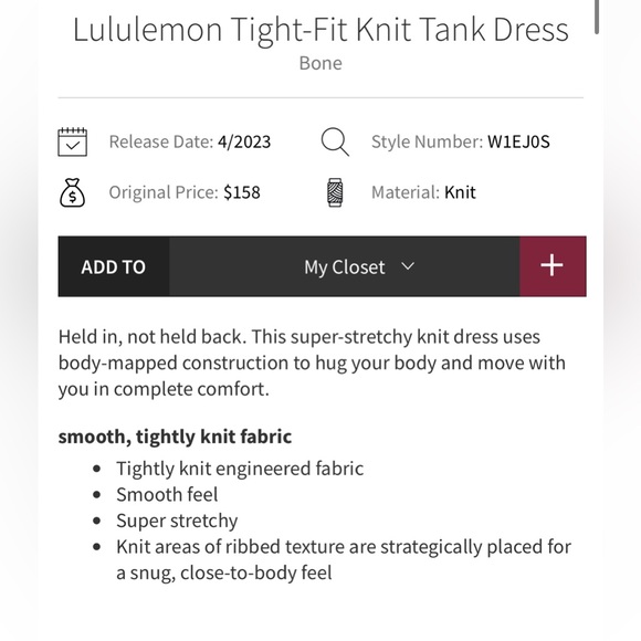 Lululemon Tight-Fit Knit Tank Mini Dress in Bone Large - Picture 4 of 11